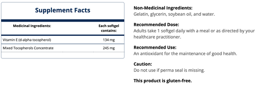 Metagenics Vitamin E Mixed Tocopherols Ingredients