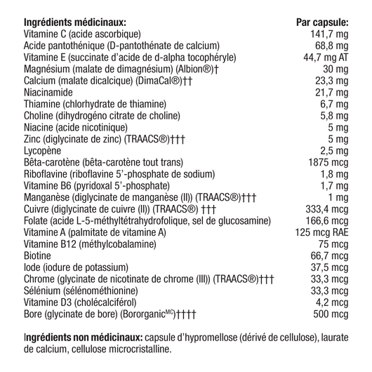 Thorne Essential Nutrients 50+ Ingredients (French)
