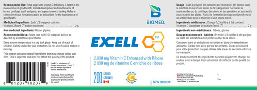 Biomed Excell C ( Vitamin C with Ribose) Ingredients