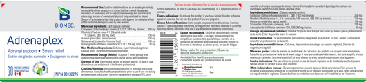Biomed Adrenaplex Ingredients