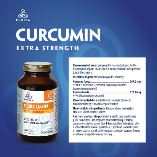 Purica Curcumin 120 Veg Capsules (New Look/Ingredients)