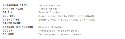 Divine Essence Inula Sweet Essential Oil Organic 1ml Description