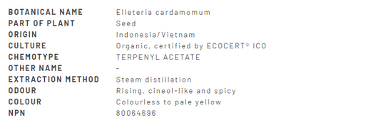 Divine Essence Cardamom Essential Oil Organic 5ml (313256) Description