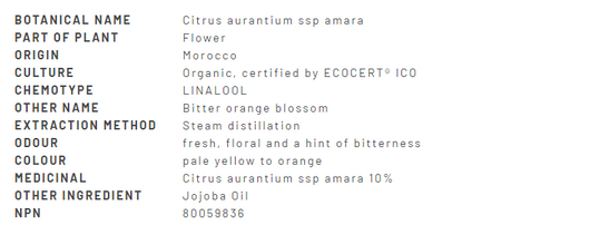 Divine Essence Neroli 10% (Orange Blossom) Essential Oil Organic 5ml (22041) Description