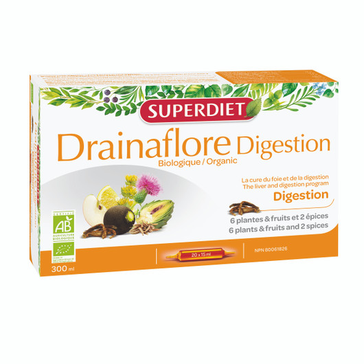 Superdiet Drainaflore Digestion 20 Ampoules