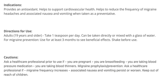 Cytomatrix Liposomal CoQ10 Suggested Use