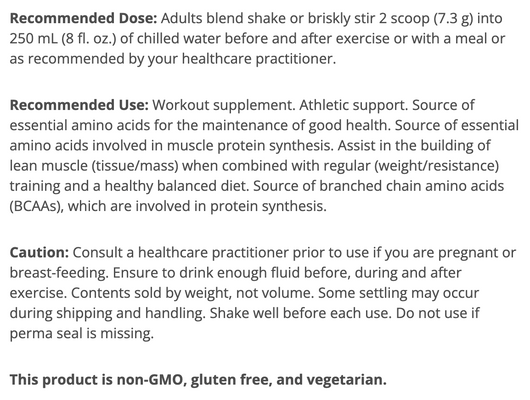 Metagenics BCAA Powder Suggested Use