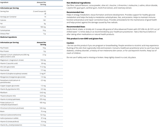 Metagenics Ultra Advanced Protein Chocolate Ingredients