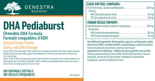 Genestra DHA Pediaburst 180 Softgels -ingredients