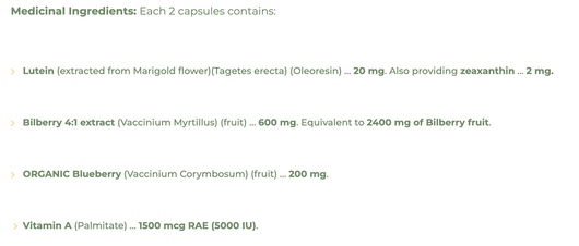 Nutripur Lutein Plus Ingredients