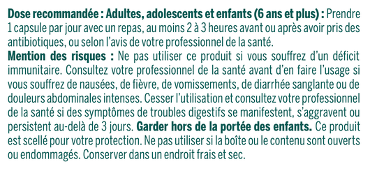 Genestra HMF Intensive shelf stable Suggested Use (French)