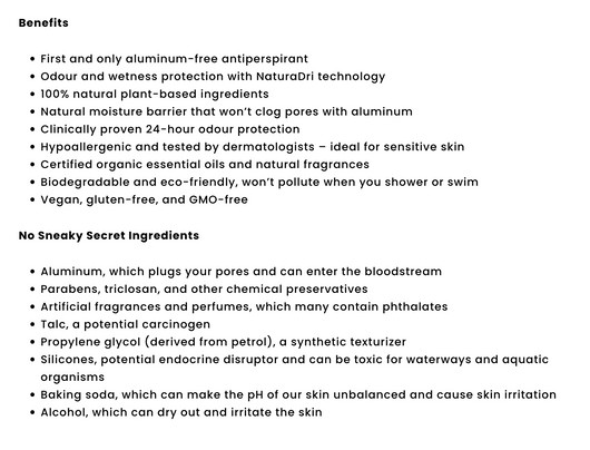 Green Beaver Natural Aluminum-Free Antiperspirant Benefits