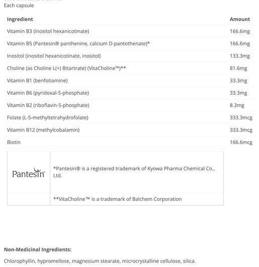 Cyto Matrix Bio B Matrix HP Ingredients