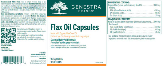 Genestra Organic Flax Oil 90 Capsules ingredients
