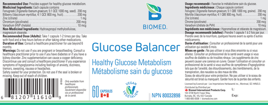 Biomed Glucose Balancer Ingredients