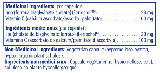 Pure Encapsulations Iron Plus Essentials 60 Capsules- Ingredients