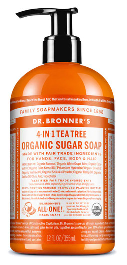 Dr Bronner's Organic Tea Tree Sugar Soap Pump 355ml