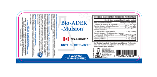 Biotics Research Bio ADEK Mulsion -Suggested Use