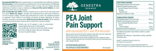 Genestra PEA Joint Pain Support 60 Veg Capsules Ingredients