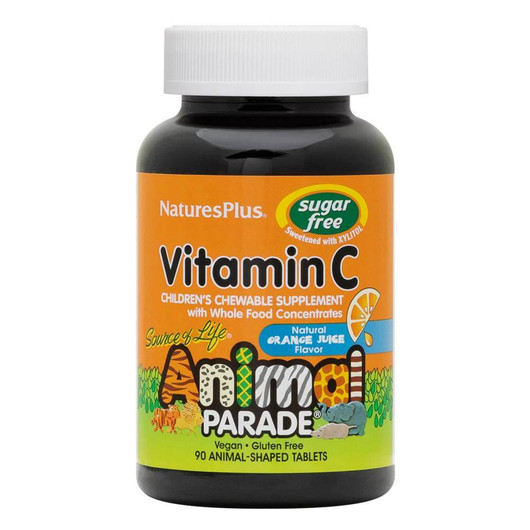 Natures Plus Animal Parade Sugar-Free Vitamin C Children’s Chewables Orange 90 Tablets
