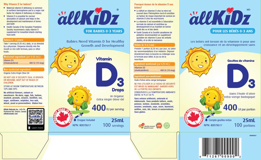allKiDz Vitamin D3 Drops ( French)