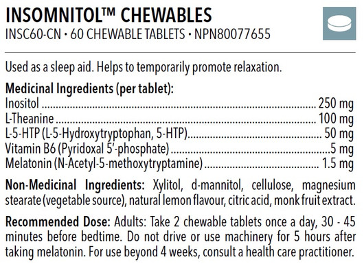 Designs for Health Insomnitol 60 Chewable Tablets Ingredients