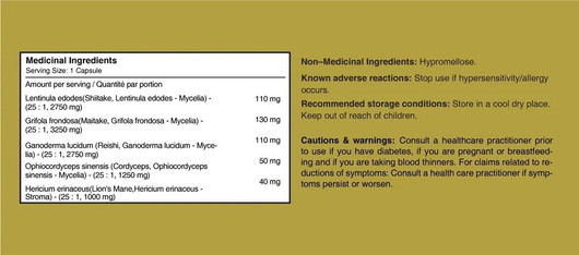 Novotrend NovoMune Mushroom Synergy ingredients