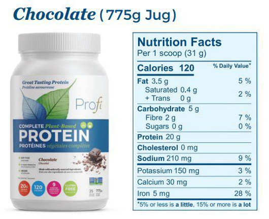 Profi Complete Plant Based Protein Chocolate Nutrition Facts