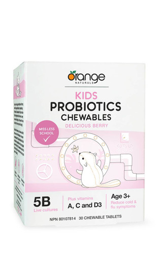 Orange Naturals Kids Probiotics Chewables Delicious Berry 30 Tablets
