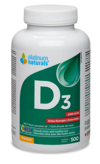 Platinum Naturals Vitamin D3 2500 IU 500 Softgels
