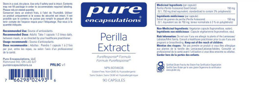 Pure Encapsulations Perilla Extract (Ingredients and dose)
