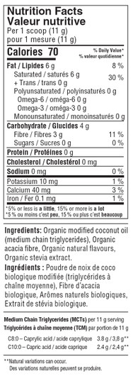 Nutiva Organic MCT Powder Vanilla Nutrition Facts