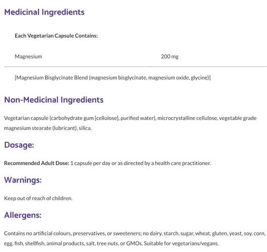 Bioclinic Naturals Magnesium Bisglycinate 200 mg