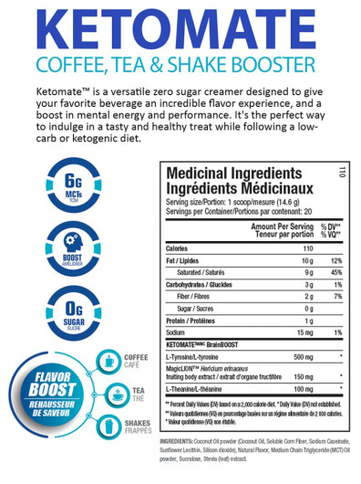 ANS Performance Ketomate Creamer Sweet & Creamy ingredients
