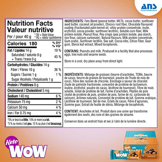 ANS Performance KetoWow Bar Triple Chocolate Box Of 12 x 40g
