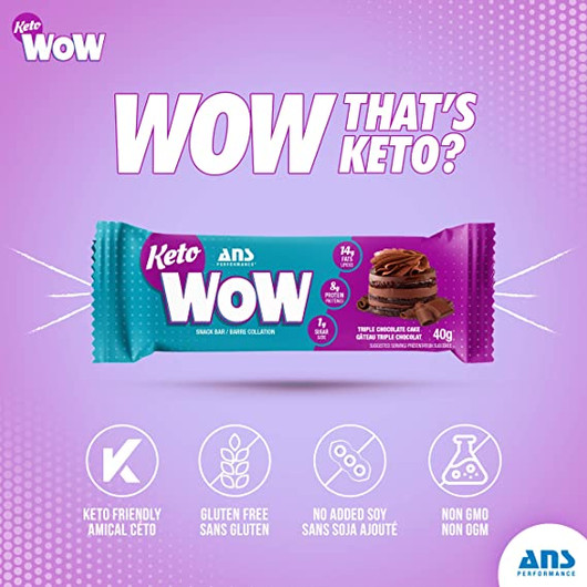ANS Performance KetoWow Bar Triple Chocolate Box Of 12 x 40g
