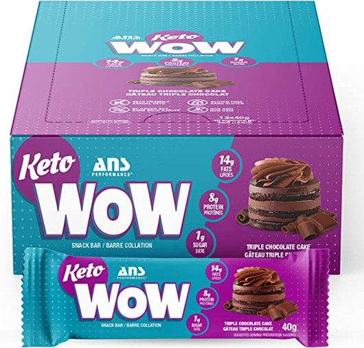 ANS Performance KetoWow Bar Triple Chocolate Box Of 12 x 40g
