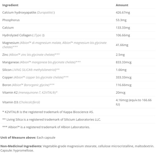Cyto Matrix Bone Matrix MCHA 240 Veg Capsules ingredients