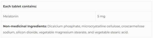 NFH Melatonin SAP 5 mg ingredients