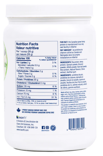 LeanFit Plant Based Protein & Greens Vanilla 517 g-nutrition facts