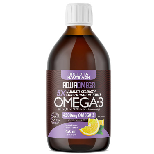 AquaOmega High DHA 5X Ultimate Strength Lemon Flavoured 450 ml