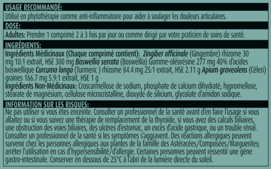 MediHerb Boswellia Complex Suggested Use (French)