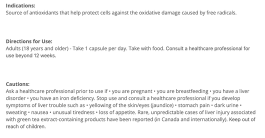 Cyto Matrix Green Tea Extract Suggested Use
