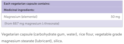 Preferred Nutrition Magnesium L-Threonate - Ingredients