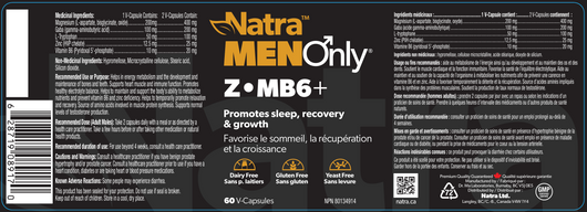 Natra Men Only Z-MB6+ Ingredients