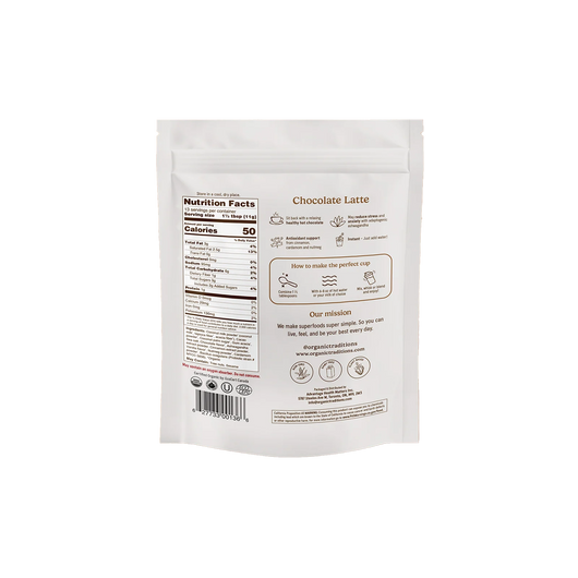 Organic Traditions Chocolate Latte With Probiotics Ingredients