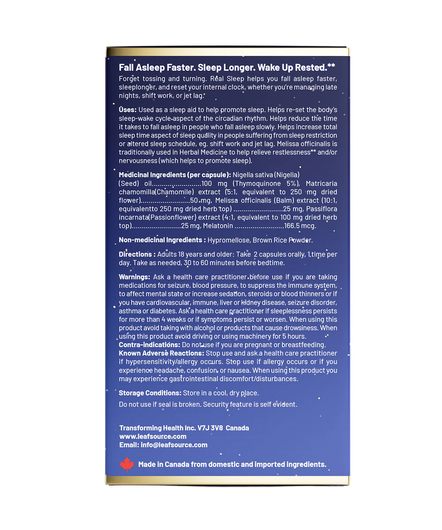 LeafSource Real Sleep Ingredients