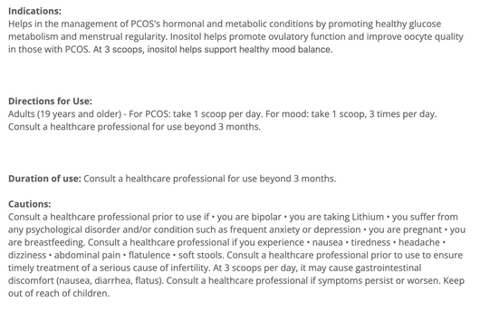 Cyto Matrix Cyto Inositol Suggested Use