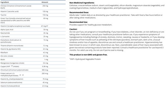 Metagenics MetaGlycemX Ingredients