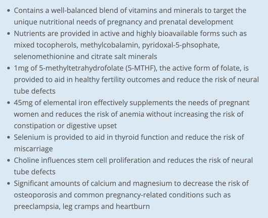 Cyto Matrix Prenatal Formula Benefits